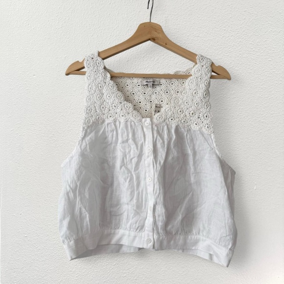 NWT Madewell Linen White Sleeveless Top - Picture 4 of 6